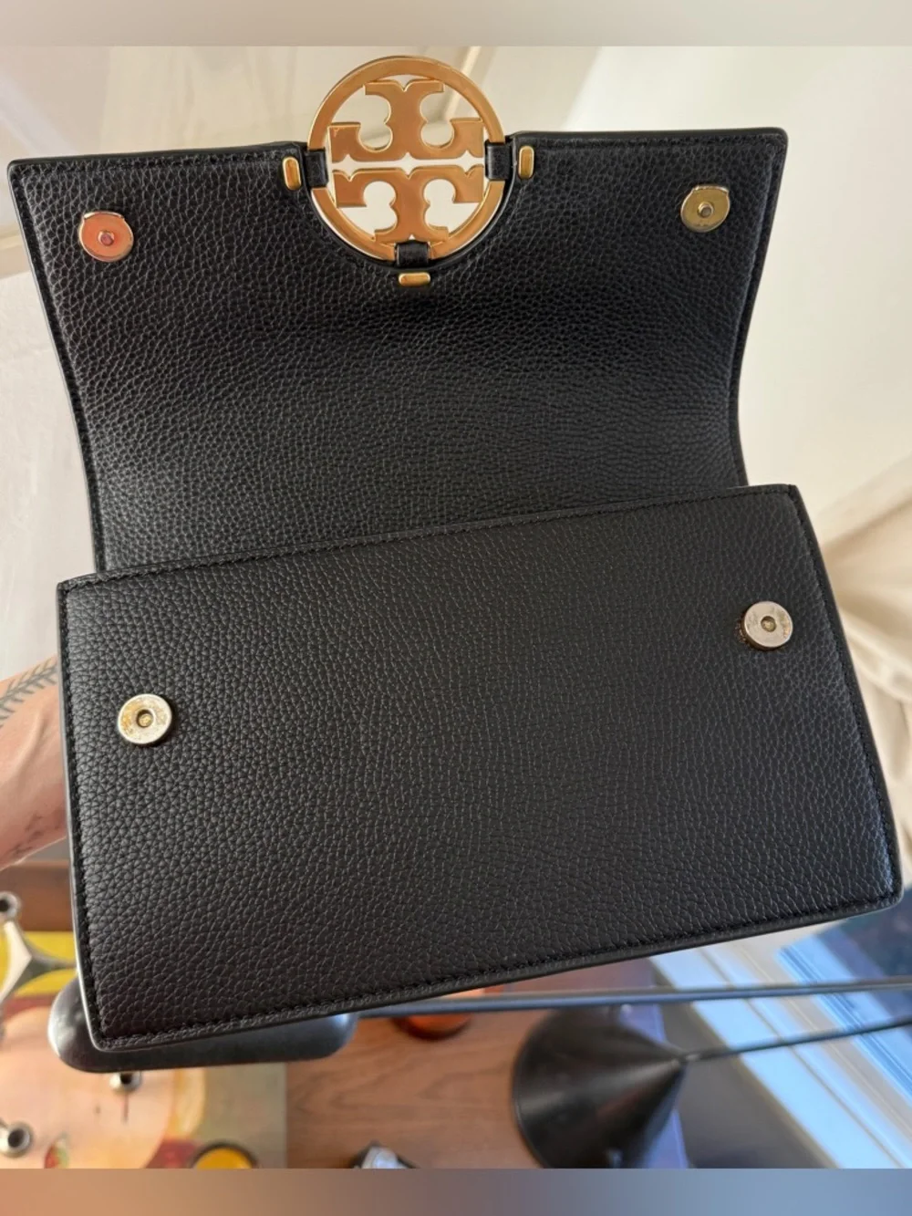 Tory Burch Miller Shoulder Bag Natural Grain Leather with Braided Strap & Chain - Picture 4 of 8